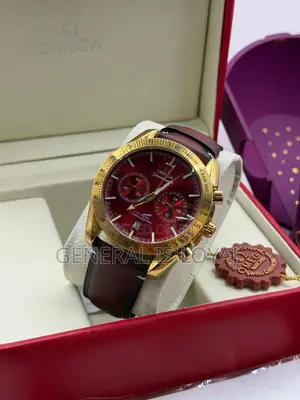 Omega Speedmaster Co-Axial Chronometer Swiss With Wine Leather Strap