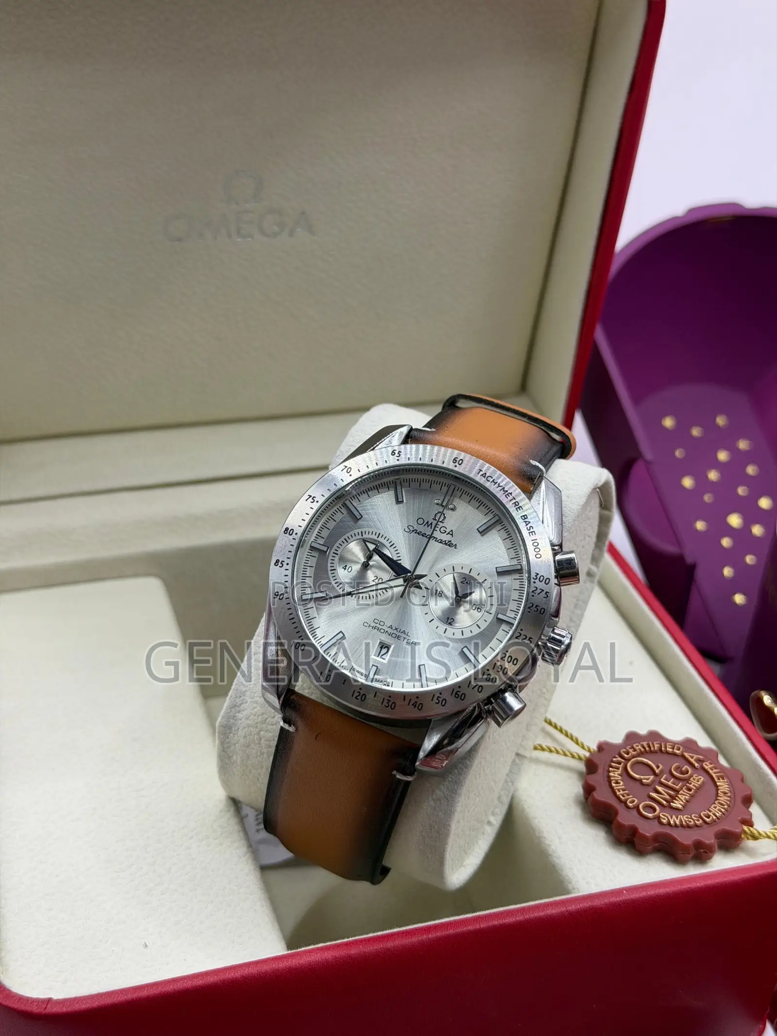 Omega Speedmaster Co-Axial Chronometer Swiss With Brown Leather Strap