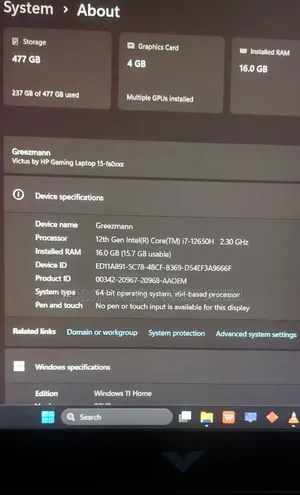 Laptop HP Victus 15 16GB Intel Core i7 HDD 512GB