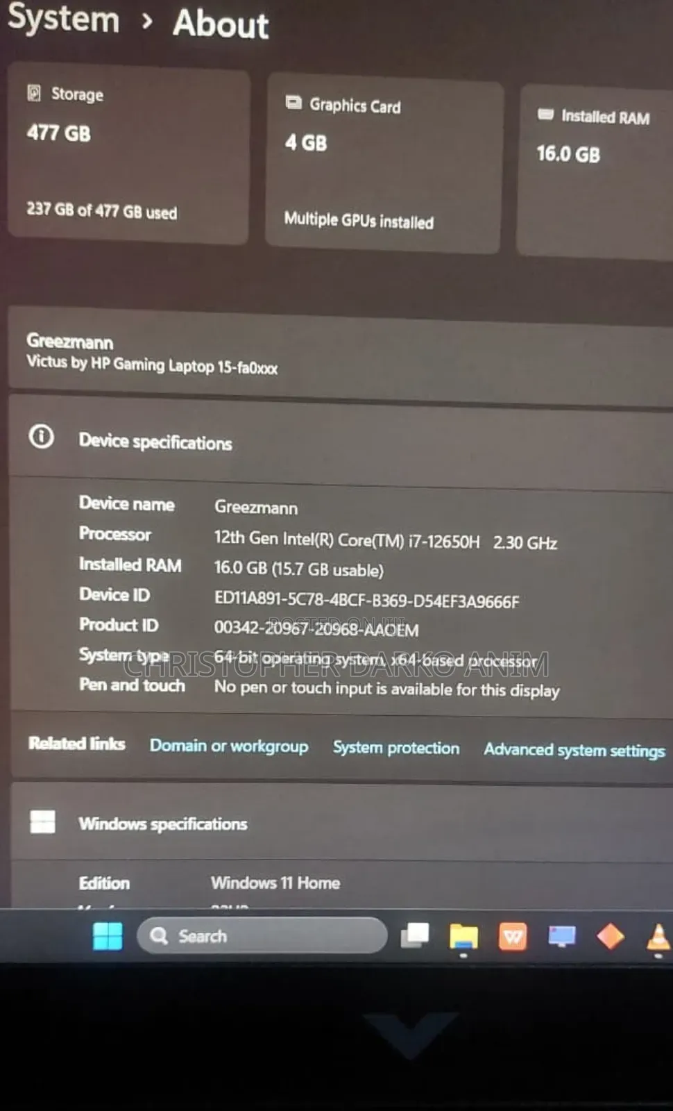 Laptop HP Victus 15 16GB Intel Core i7 HDD 512GB