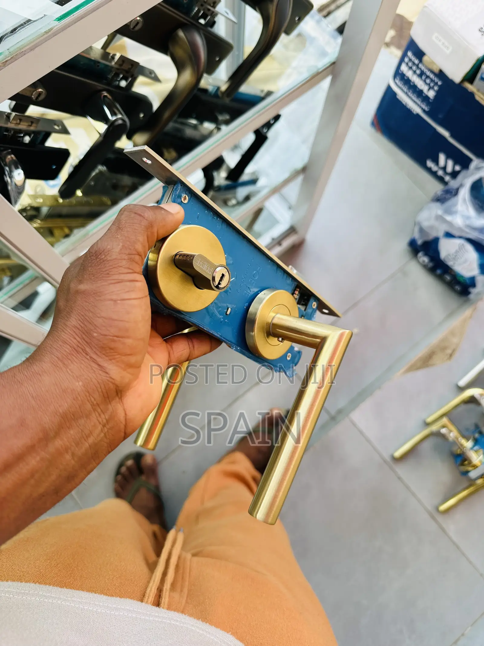 Gold Separate Door Locks With Handles (Door Lock)