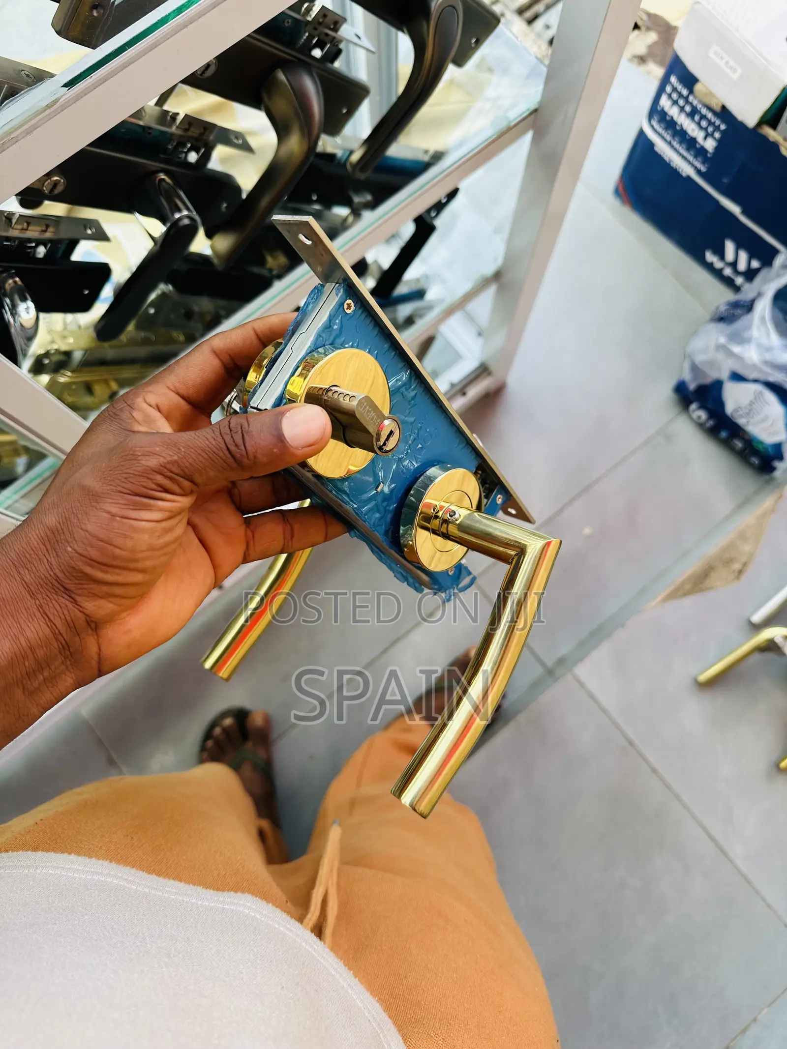 Gold Separate Door Locks With Handles (Door Lock)
