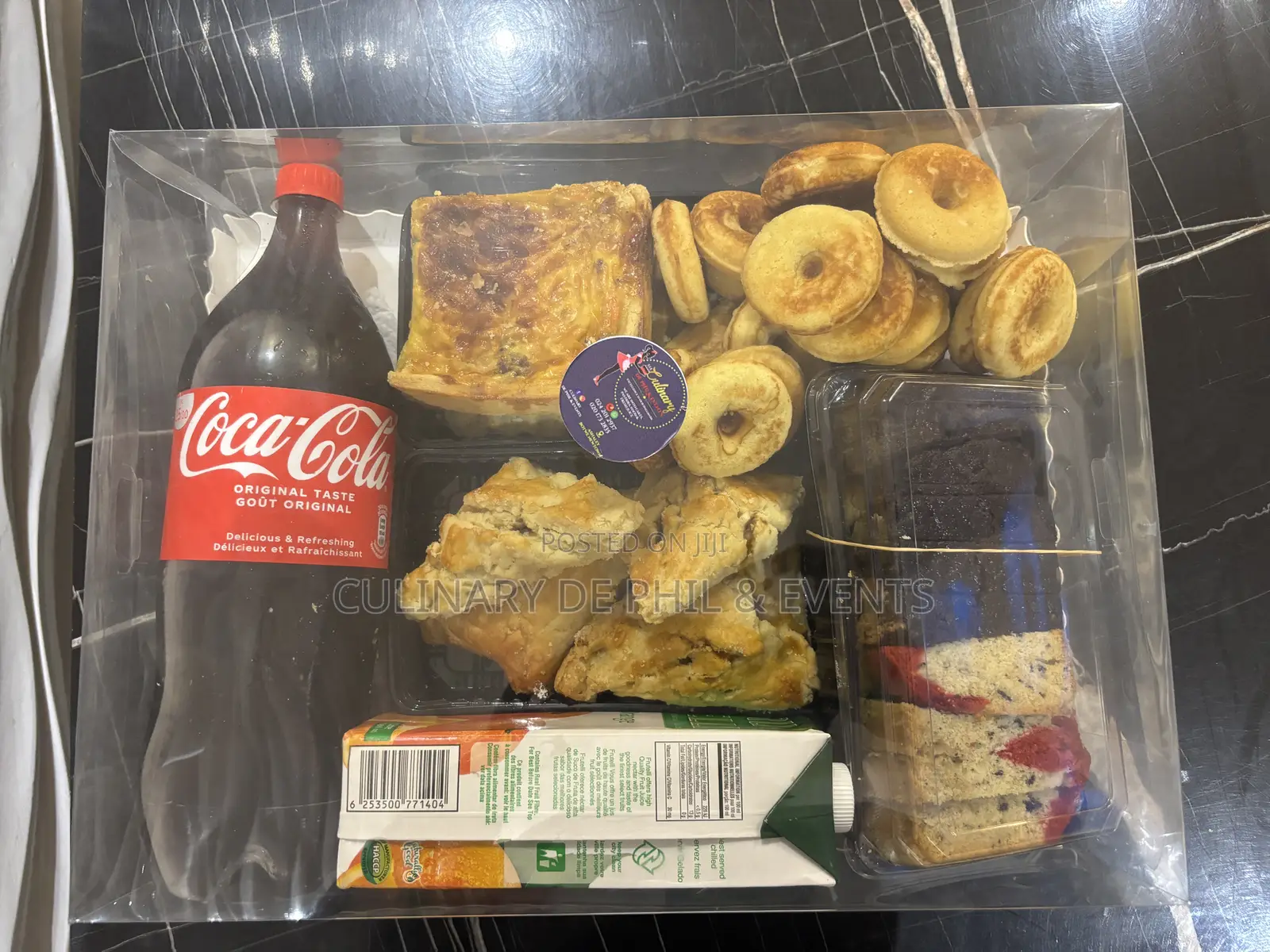 Assorted Pastries Basket With Drinks