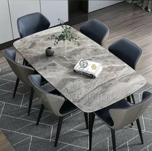 Modern 6 Chairs Dinning Set Marble