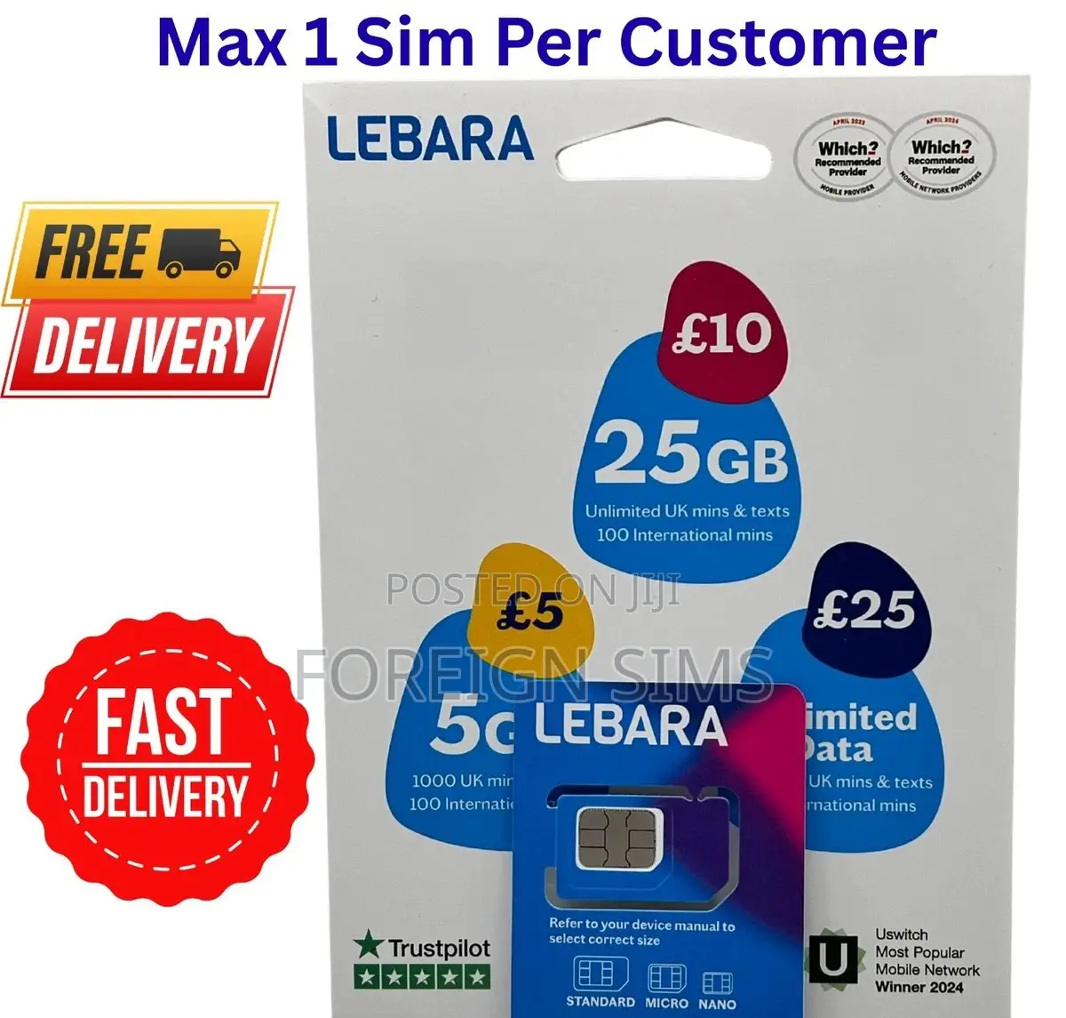 Uk Sim Card With £5 Credit in Ghana – Instant Activation SMS Ready