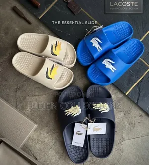 Lacoste Slides White Blue N Midnight Blue