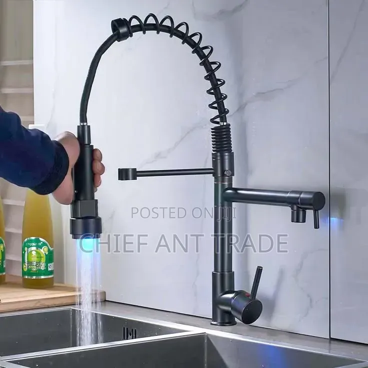 Black Spring Kitchen Faucet Tap 