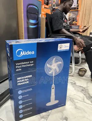 Check Out Midea Rechargeable Standing Fan With Led Light.