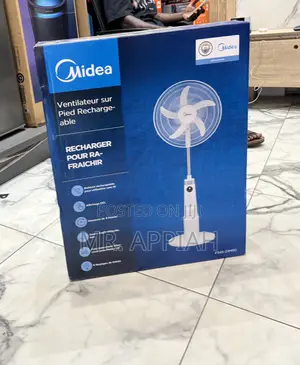 Quiet Operating Midea 18” Rechargeable Standing Fan(White)