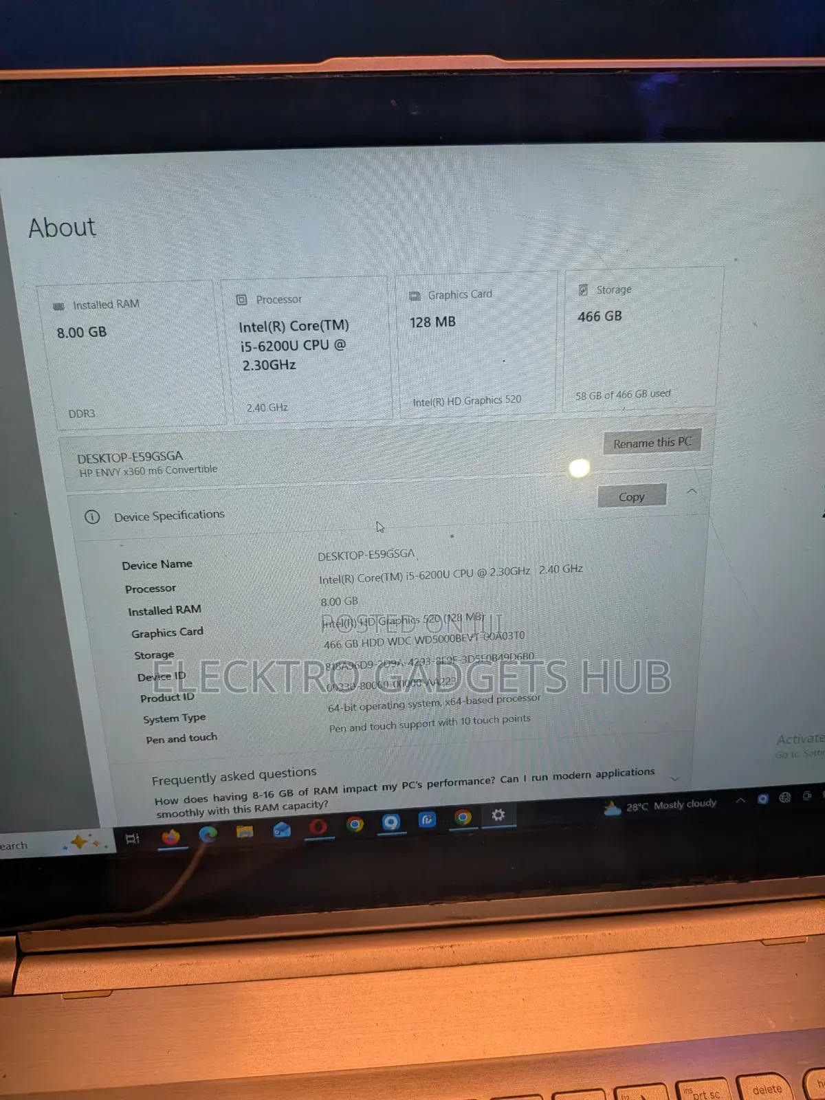 Laptop HP Envy x360 Convertible 15 es2xx 8GB Intel Core i5 SSD 512GB