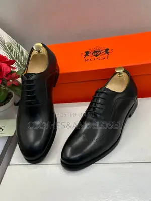 Rossi Black Leather Men's Oxford Lace-Up Shoes