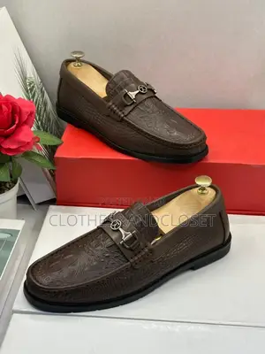 Coffee Brown Leather Loafers, Salvatore Ferragamo