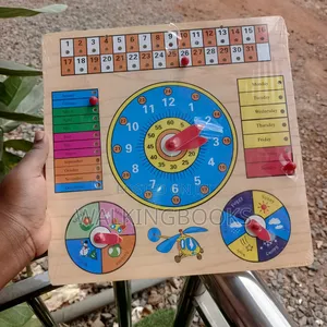 Wooden Calendar and Clock Board