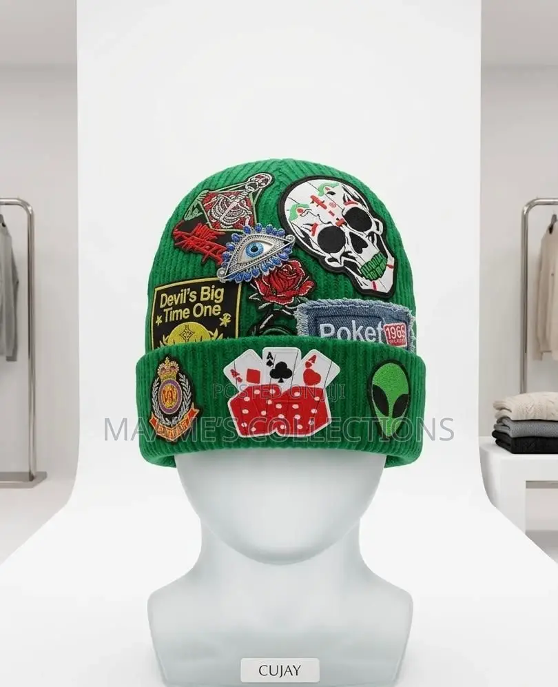 Elegant Beanie Hat With Fashion Patch Print
