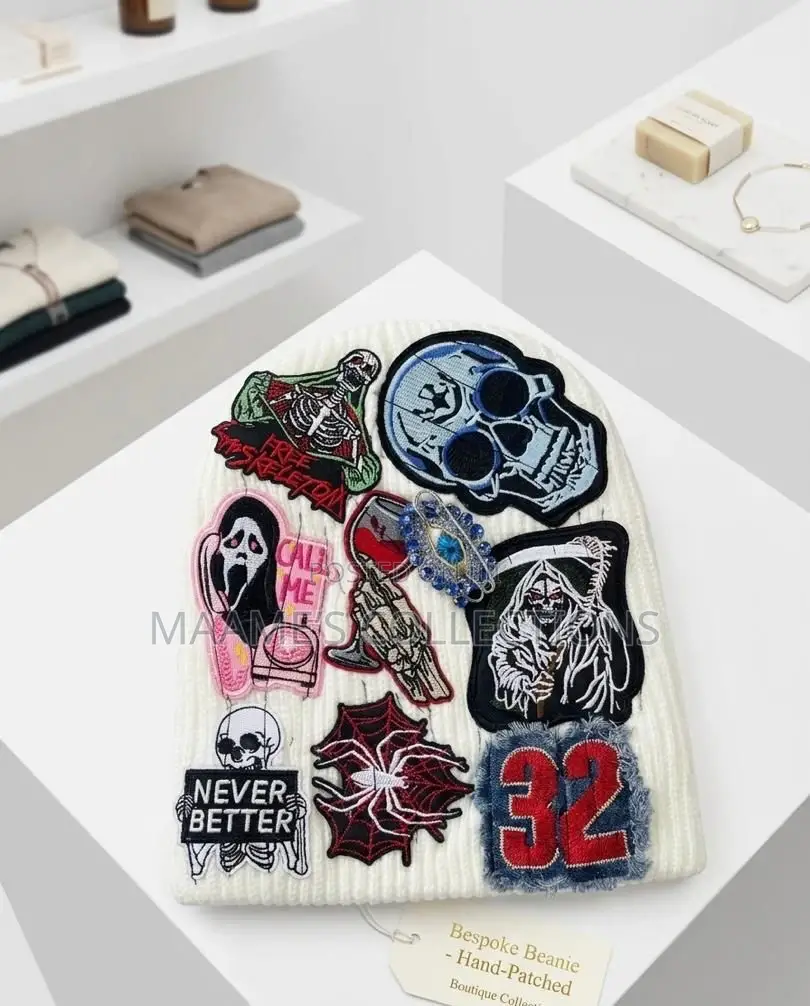 Elegant Beanie Hat With Fashion Patch Print