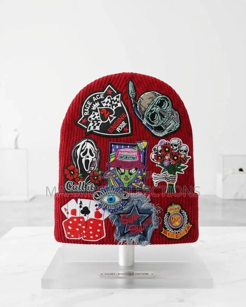 Elegant Beanie Hat With Fashion Patch Print