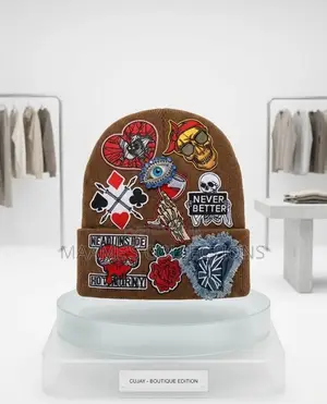 Elegant Beanie Hat With Fashion Patch Print