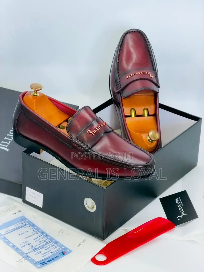 Billionaire Wine Men Leather Loafers Shoe