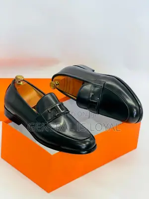 Hermes Black Leather Men’S Classic Loafers Shoe