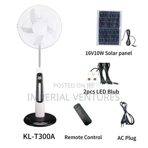 Combine Power Solar and Electricity Rechargeable Fan
