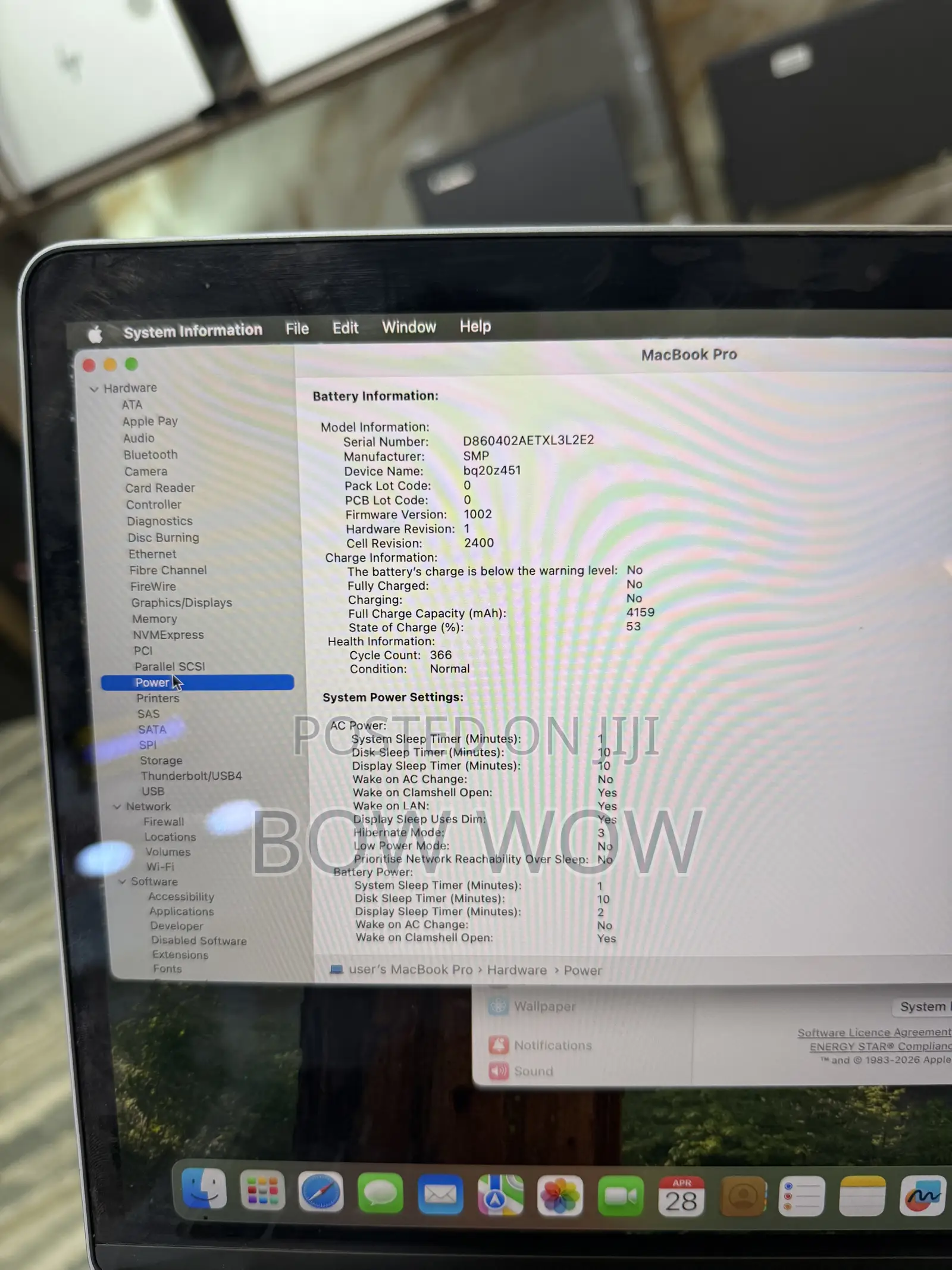 Laptop Apple MacBook Pro 2020 16GB Intel Core i5 SSD 256GB