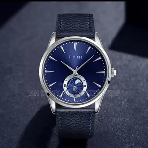 Tomi Men Luxury Leather Strap Quartz Watch Relogio Masculino-Dark Blue