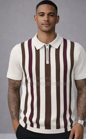 Pure Prestige Zip Polo – Signature Stripe Edition
