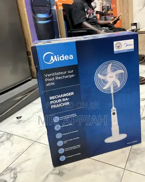 High Efficient Midea Rechargeable Standing Fan(White) 