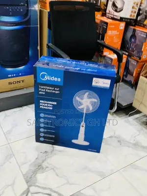 Try Secure New Midea 18-Inch Rechargeable Standing Fan