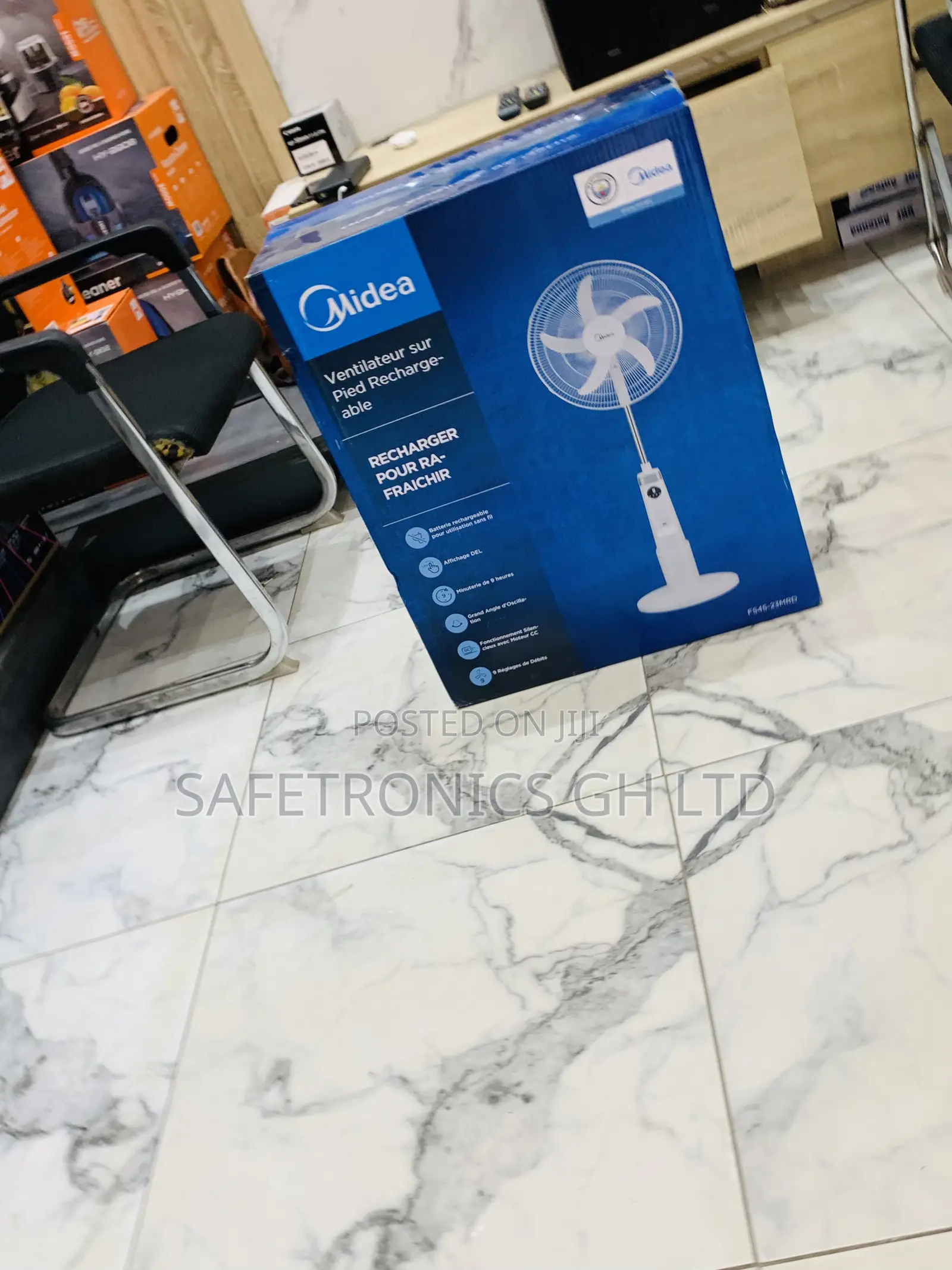 Kindly Check Out White Midea 18-Inch Rechargeable Standing Fan