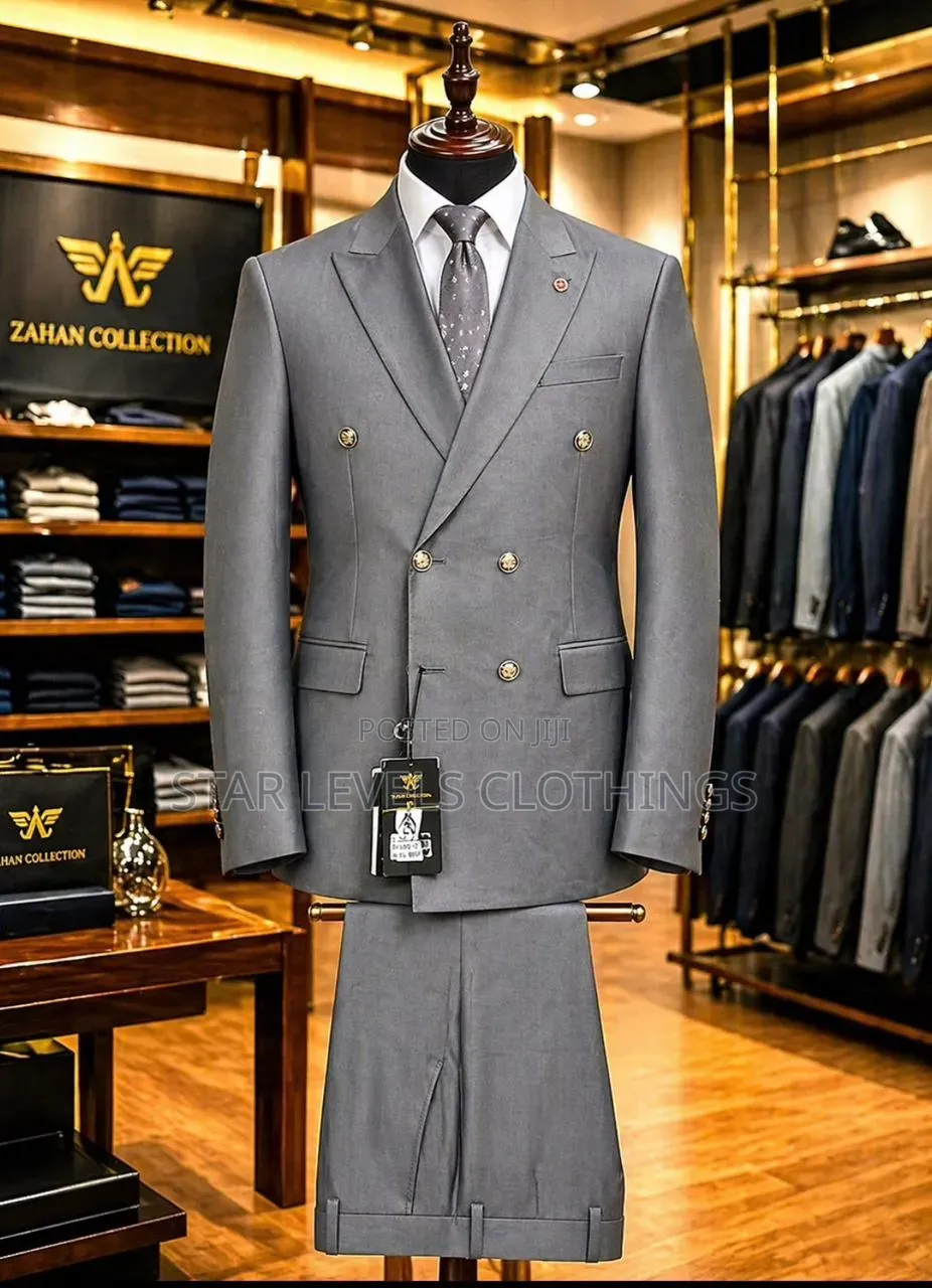 Elegant Gray Double Breasted Suit for Men in All Sizes