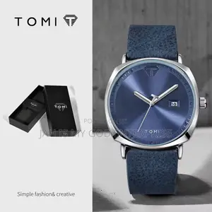 Tomi Men's Minimalist Leather Casual Quartz Watch-blue Silver
