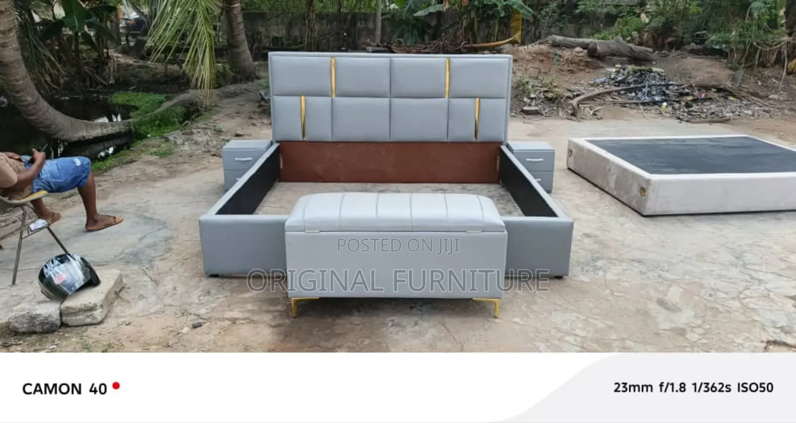 Super King Size Bed Frame Side Drawas and Ottoman