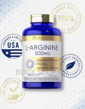 Carlyle L-Arginine 500 Mg Capsules |240 Count | Nitric Oxide Precursor
