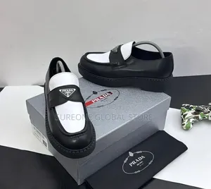 Prada Chocolate Two-Tone Brushed Leather Loafers.