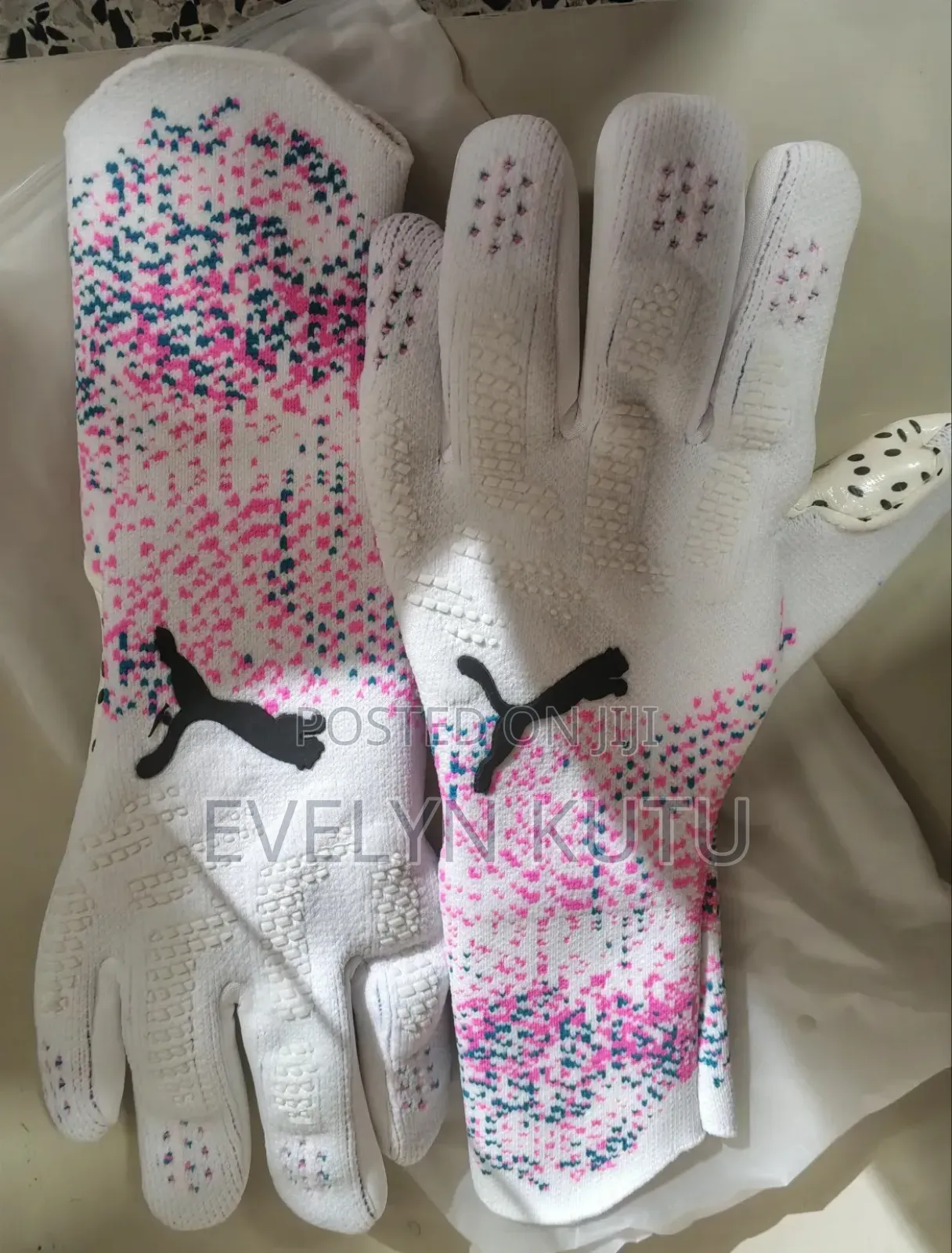 White and Pink Keeper Gloves