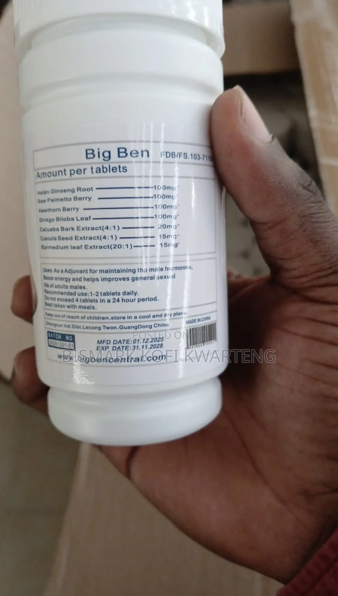 Big Ben Men's Health Tablets - 60 Capsules