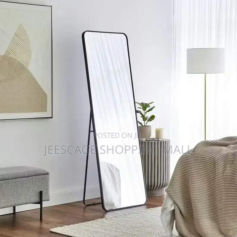 Modern Black Frame Full-Length Floor Mirror