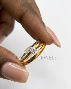 Slim Golden Engagement And Wedding Ring