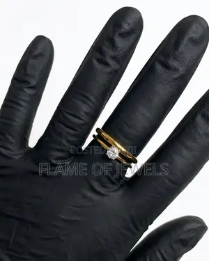 Slim Golden Engagement And Wedding Ring