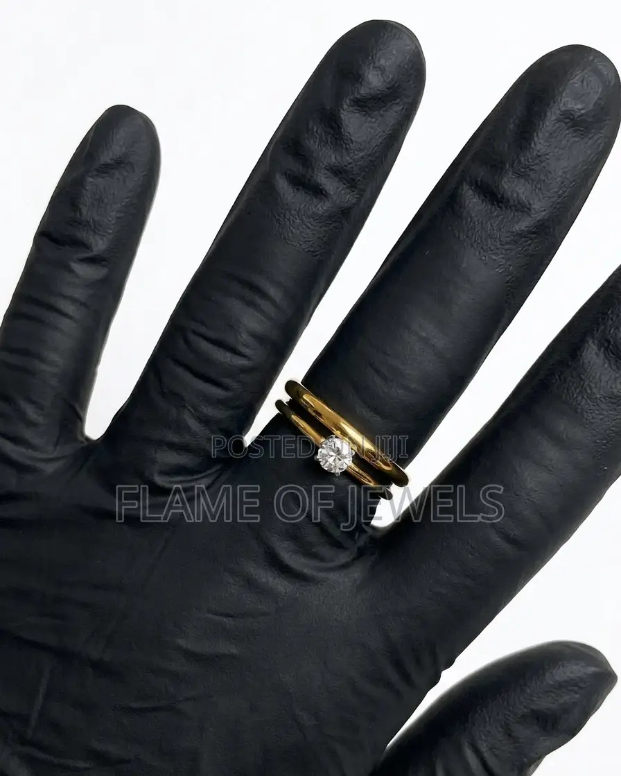 Slim Golden Engagement And Wedding Ring