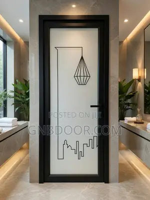 B402 Glass Door Bathroom Door Safety Glass Aluminum Frame