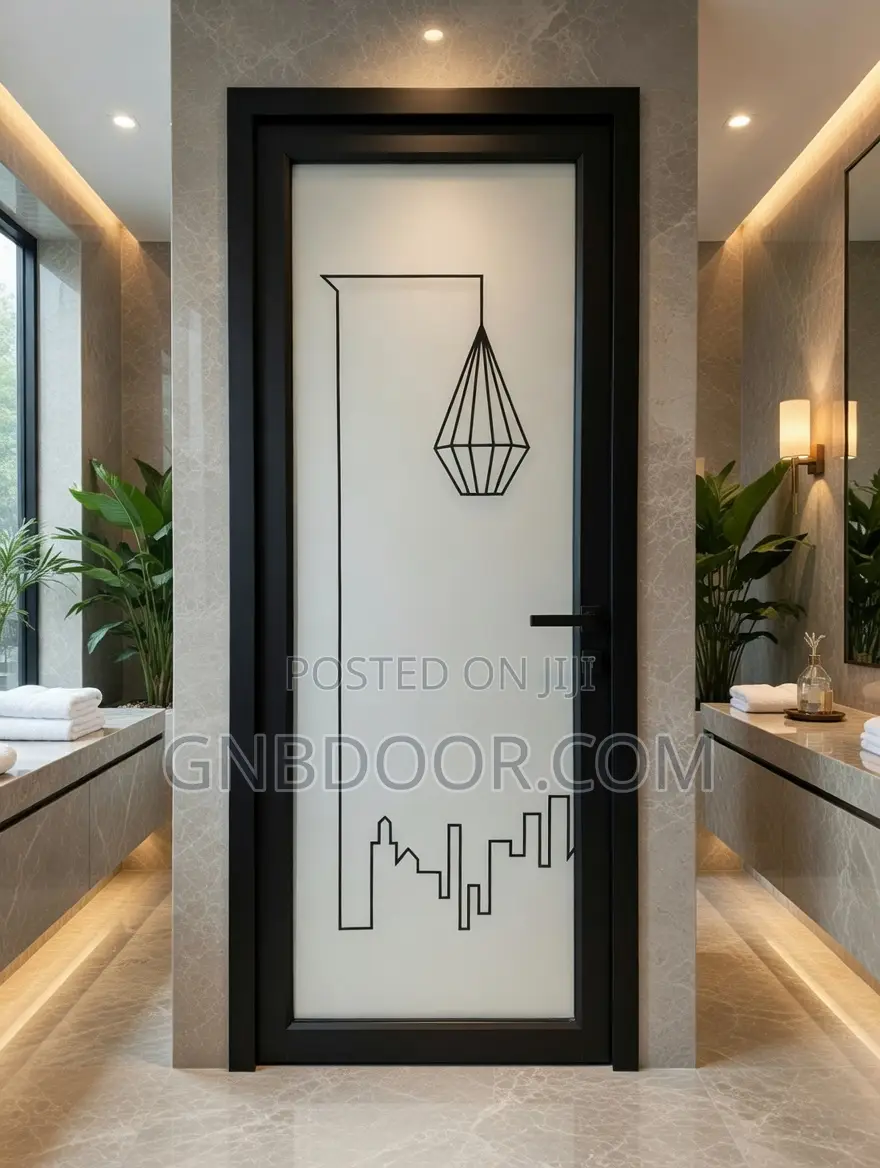 B402 Glass Door Bathroom Door Safety Glass Aluminum Frame