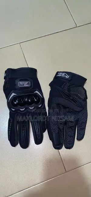 Black Riding Gloves With Abs Plastic Knuckle Protection