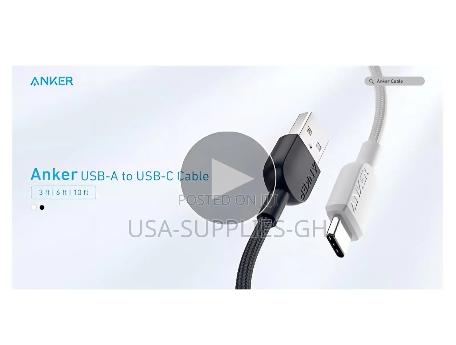 Anker 310 Usb a to Usb C Cable (10 Ft Braided) From Usa
