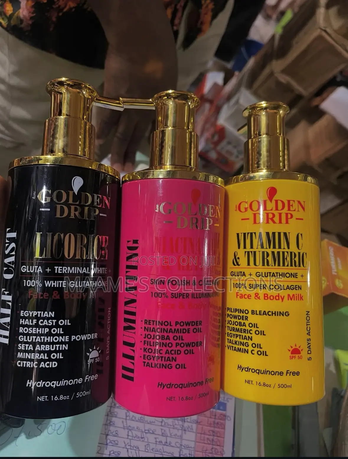Golden Drip Face Body Milks.
