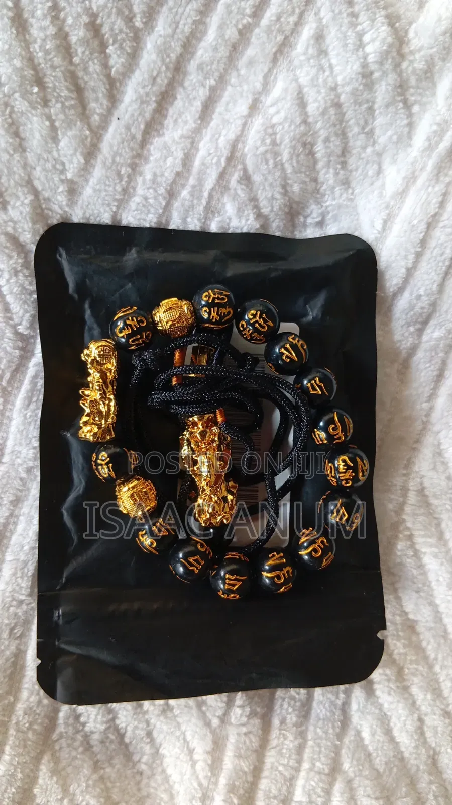 Feng Shui Black Obsidian Wealth Lucky Bracelet Necklace Set