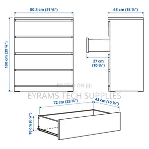 Ikea Malm Chest of 4 Drawers, White, 80 X 100 Cm
