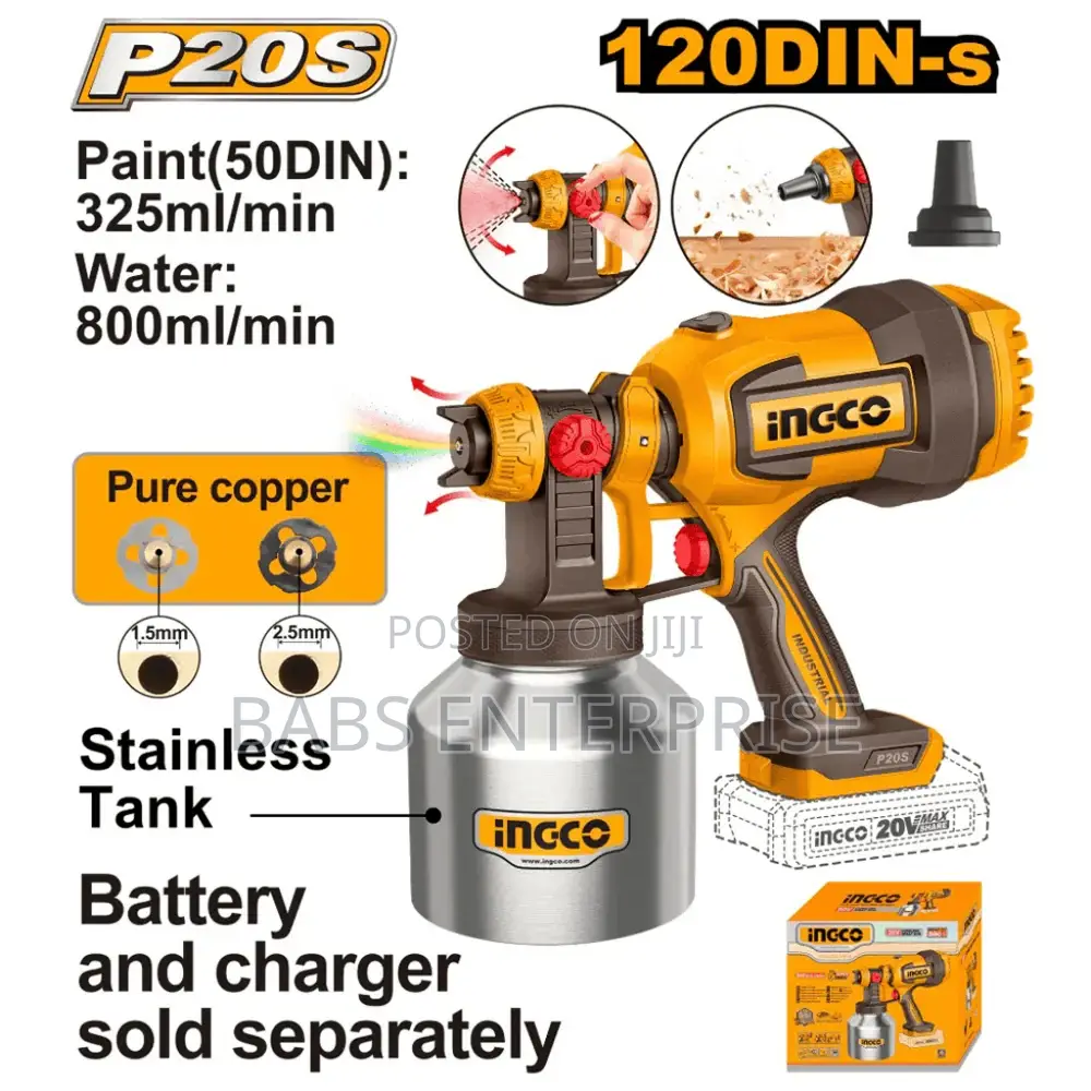 Ingco 20v Cordless Spray Gun Without Battery Charger - Csgli20041