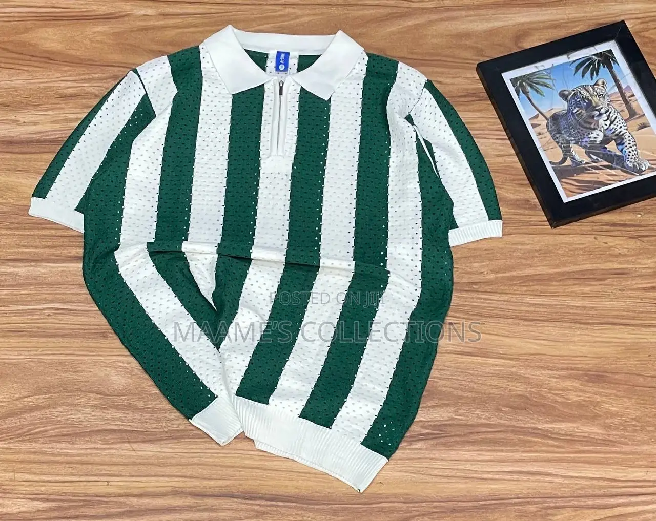 Men’S Retro Knitted Zip Polo Shirt